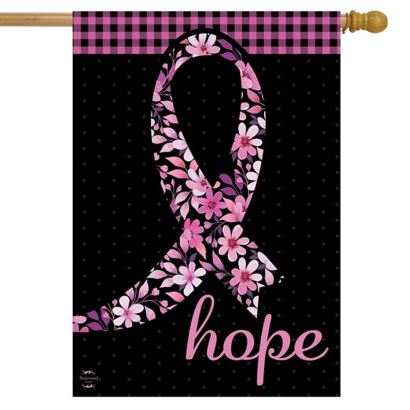 Briarwood Lane Hope Ribbon Floral House Flag