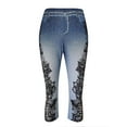 thumbnail image 5 of Gifts Usmixi Womens Capris Vintage Floral Plus Size Stretch Lightweight Cropped Pants Workout Sports Elastic Waist 3/4 Trousers with Pocket Dark Blue XXXXL, 5 of 5