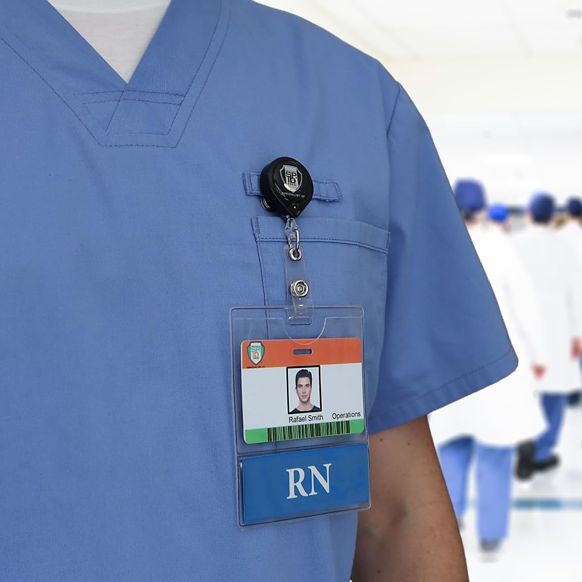 20 Pack - RN BadgeBottom Horizontal RN Badge Buddy & RN Badge Holder Combo - Heavy Duty 2 in 1 Badge Bottom I’D Nursing Accessories - Double Sided Clear Sleeve by Specialist ID
