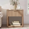 thumbnail image 2 of Hvoonc Fluted Nightstand Set of 2, Faux Marble Top, 24" Tall Bedside Tables with Drawer, Rounded Corner Design, Natural Oak, 2 of 7