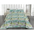 thumbnail image 2 of Ambesonne Tropical Quilted Bedspread Set 3 Pcs, Exotic Watercolor Flora, King, Pale Purple and Fern Green, 2 of 4