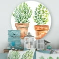 thumbnail image 1 of Designart - Two Green House Plants In Orange Flower Pots - Traditional Metal Circle Wall Art, 1 of 5