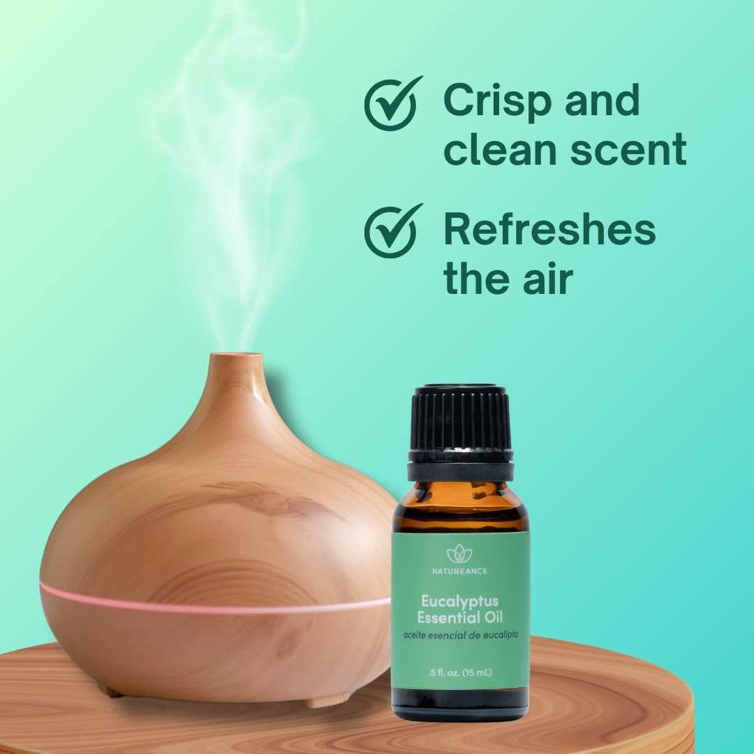 Natureance Eucalyptus Essential Oil (0.5 oz) - 100% Pure and Natural, Therapeutic Grade Essential Oil