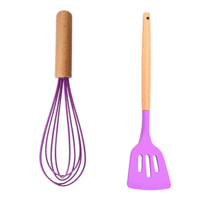 Utensilios de cocina de la cocina de 2 pedazos, espátula resistente al calor del silicón fijada para los utensilios de cocina antiadherentes
