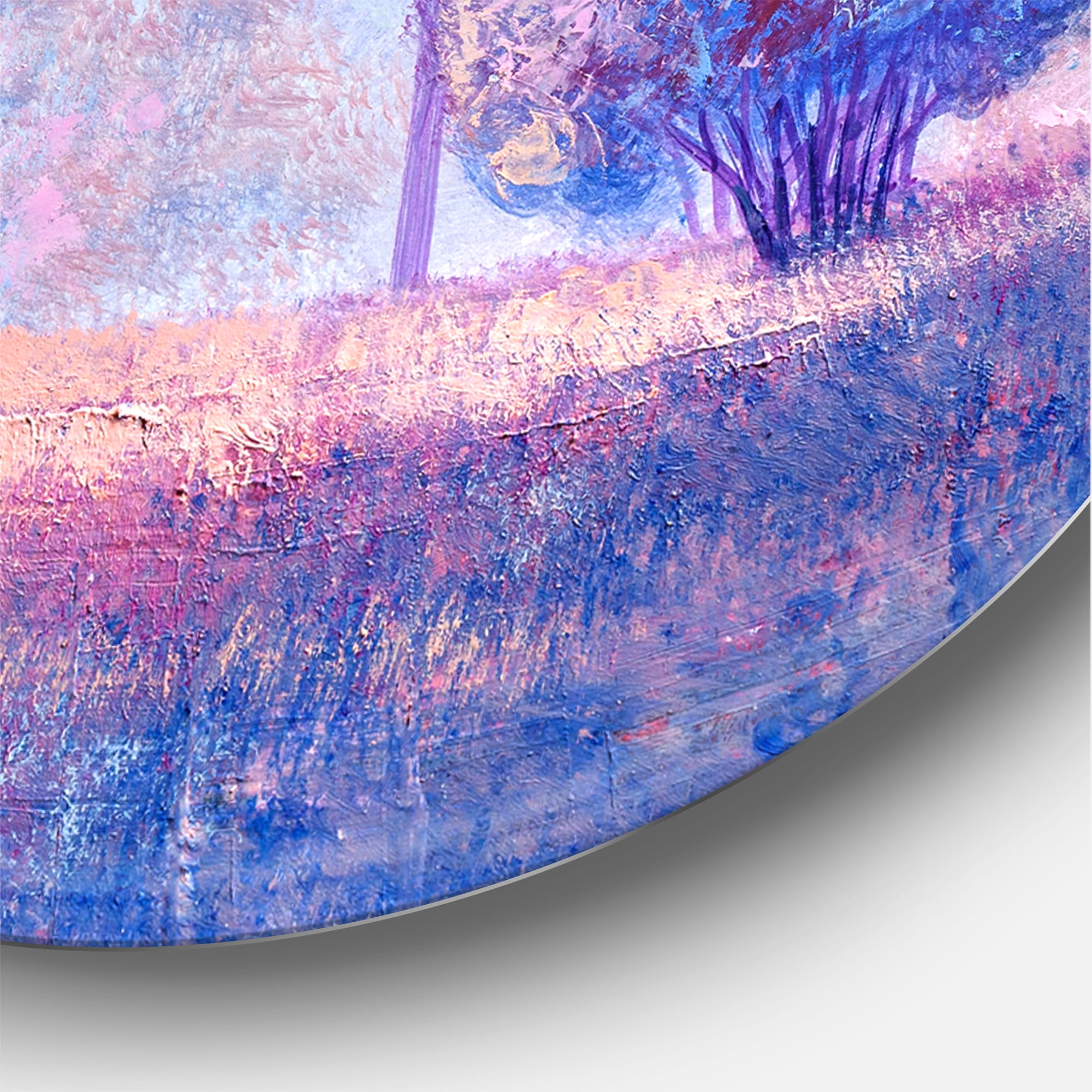 Designart 'Colourful Trees Abtract Impression II' Traditional Circle Metal Wall Art 11x11 - Disc of 11
