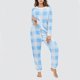 thumbnail image 4 of Conjunto de top y pantalones de poliéster con bolsillos largos y estampado de cuello redondo informal para mujer, 4 of 6