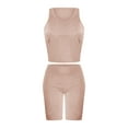 thumbnail image 5 of WCMZJ Workout Sets for Women 2 Piece Seamless Ribbed Crop Tank Top Sport High Waist Biker Shorts GYM Yoga Exercise Outfits Beige L, 5 of 5