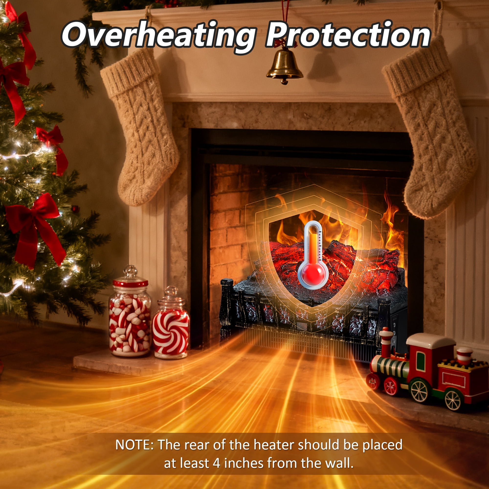 Airo Comfort 21-Inch Electric Fireplace Log Heater – Realistic Flame Fireplace Insert with Remote Control