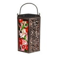 thumbnail image 2 of Evergreen Handpainted Embossed Glass and Metal Solar Lantern, Hummingbird and Florals, 5.3'' x 5.9'' x 8.3'' inches., 2 of 3