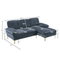 thumbnail image 7 of 3 Seater Sectional Sofa, L-Shaped Modular Sofa with Gold-Plated Feet, Chenille Fabric Upholstered Accent Sofa, Indoor Sectional Couch for Living Room, Apartment, Office, Gray-Blue, 7 of 7