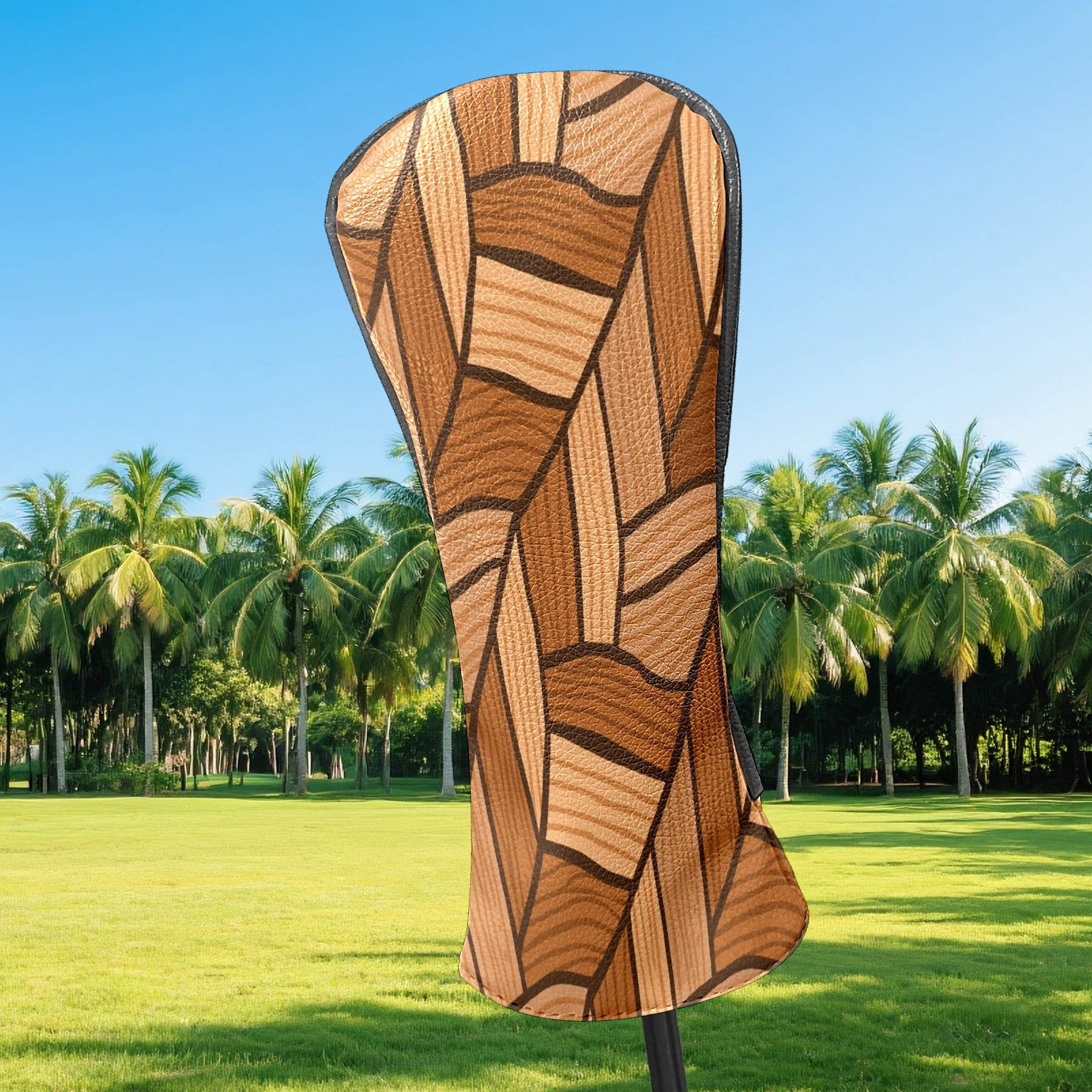 Golf Club Head Cover Waterproof Leather Golf Accessories HeadCovers Set Driver Headcover for Women Men Herringbone Wood