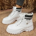 thumbnail image 6 of Bnwani Women Boots Fashion Toe Thick Ankle Fleece Warm Casual Solid Boot White Size 6, 6 of 9