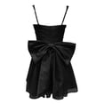 thumbnail image 6 of DHFJKG Womens Glitter Party Dreess Sleeveless Bow Evening Gown Spaghetti Strap Sweetheart Neck Flared Mini Versatile Dresses, 6 of 9
