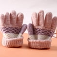 thumbnail image 4 of Kids Knit Split-Finger Gloves, Fleece Lined, 38 Years, Elastic Cuffs, Striped, 4 of 7