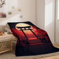 thumbnail image 4 of Couverture en Flanelle Style Japonais Moon Torii Gate, Rouge Foncé Doux et Chaud, 4 of 8