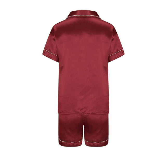 Wolfast Womens Silk Satin Pajamas Two Piece Sleepwear Button Down Floral Pj Set Loungewear Red M