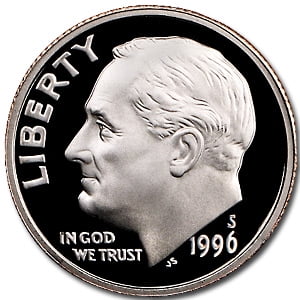 1996-S Roosevelt Dime Gem Proof