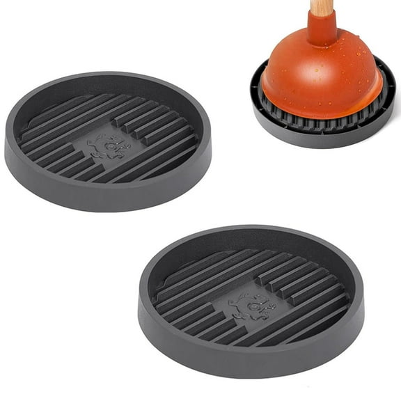 Tutuviw 2Pcs 7" Plunger Tray Black, Universal Toilet Plunger Holder, Plunger Catches Mat, Toilet Plunger Holder Only, Wicks Water from Plunger and Dries Quickly for Bathrooms - Black
