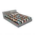 thumbnail image 3 of Modern Bedding Set with Sheet & Covers, Vector Contemporary Design Geometric Hexagonal Detailed Image, Printed Bedroom Decor 2 Shams, 4 Sizes, Turquoise Salmon, by Ambesonne, 3 of 3