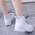 thumbnail image 5 of XIMIN Women's Rain Boots Solid Color Round Toe Heel Platform Ankle Boots Fashion Cross Lace Up Block Thick Heel Booties Casual Comfortable Ladies Outdoor Shoes, 5 of 6