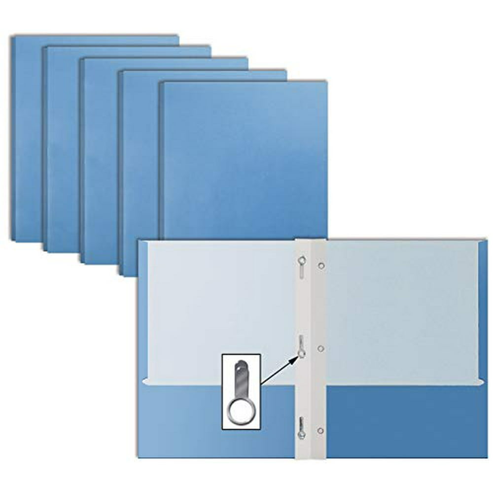 Light Blue Paper 2 Pocket Folders with Prongs, 50 Pack, by Better