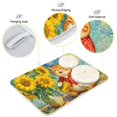 thumbnail image 4 of Wobogo Sunflower Orange Cat Kitchen Drying Mat Heat Resistant Drainage with Non-Slip Rubber Backing Hides Stains Super Absorbent Easy to Clean 16×18in, 4 of 8