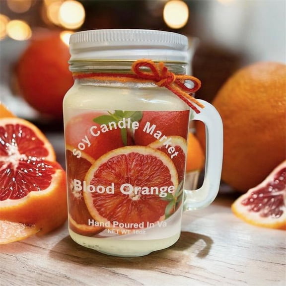Soy Scented Candles | Handmade & Highly Aromatic Candles Burns Upto 85 Hours in Glass Jar - Perfect for Home Decor, Wedding, Birthday, Dinner (Blood Orange, 12 oz)