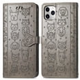 thumbnail image 1 of Funda Cartera FOXDOCK para iPhone 11 ProMax , Flip PU con Relieve de Gatos y Perros, Tarjetero y Soporte, 1 of 6