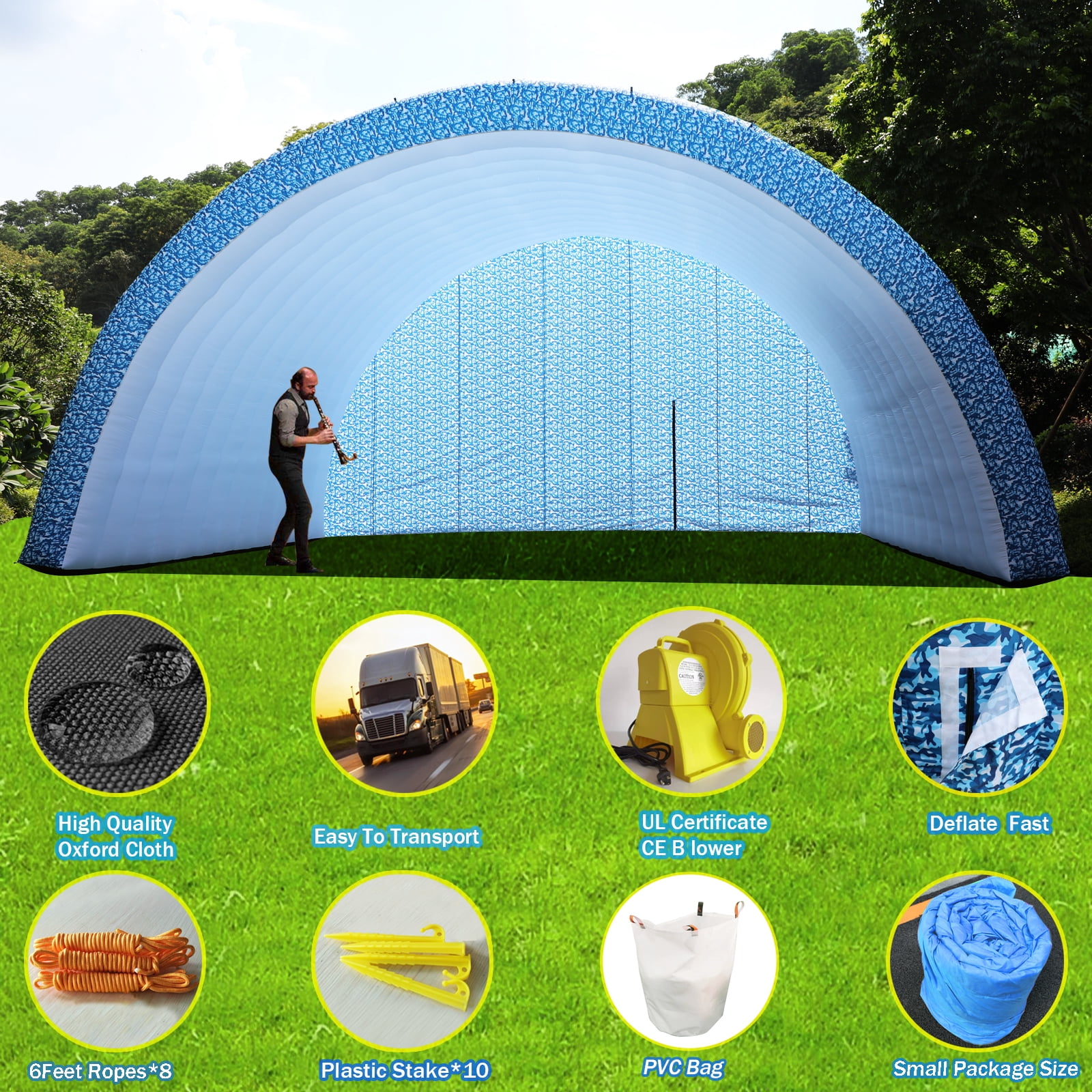 xmaybang Camo Portable Outdoor Inflatable Arch Tent,Suitable for Club Parties, Concert Stages,Wedding,Camping,26.2×14.8×13.1FT