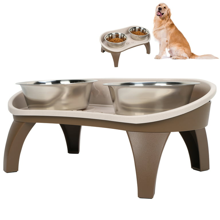 Ymiko Large Elevated Feeder,Dog Bowl Tray Pet Dining Table Double Stainless  Steel Bowl Dog Feeder Non‑Slip Pet Bowl,Raised Pet Bowl