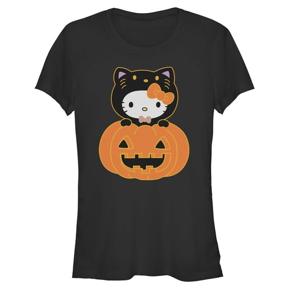 Juniors Hello Kitty Halloween Pumpkin and Kitty T Shirt