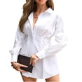 thumbnail image 2 of Qarigey Camisa de negocios de manga larga con cuello en V y botones para mujer Vestidos Blanco L Qarigey AP002076-03, 2 of 6