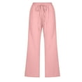 thumbnail image 6 of ZACPNCV Teen Girls Casual Cotton Linen Pants Lightweight Summer Loose Fit Elastic Waist Solid Lounge Long Trousers Pink 13-14 Years, 6 of 8