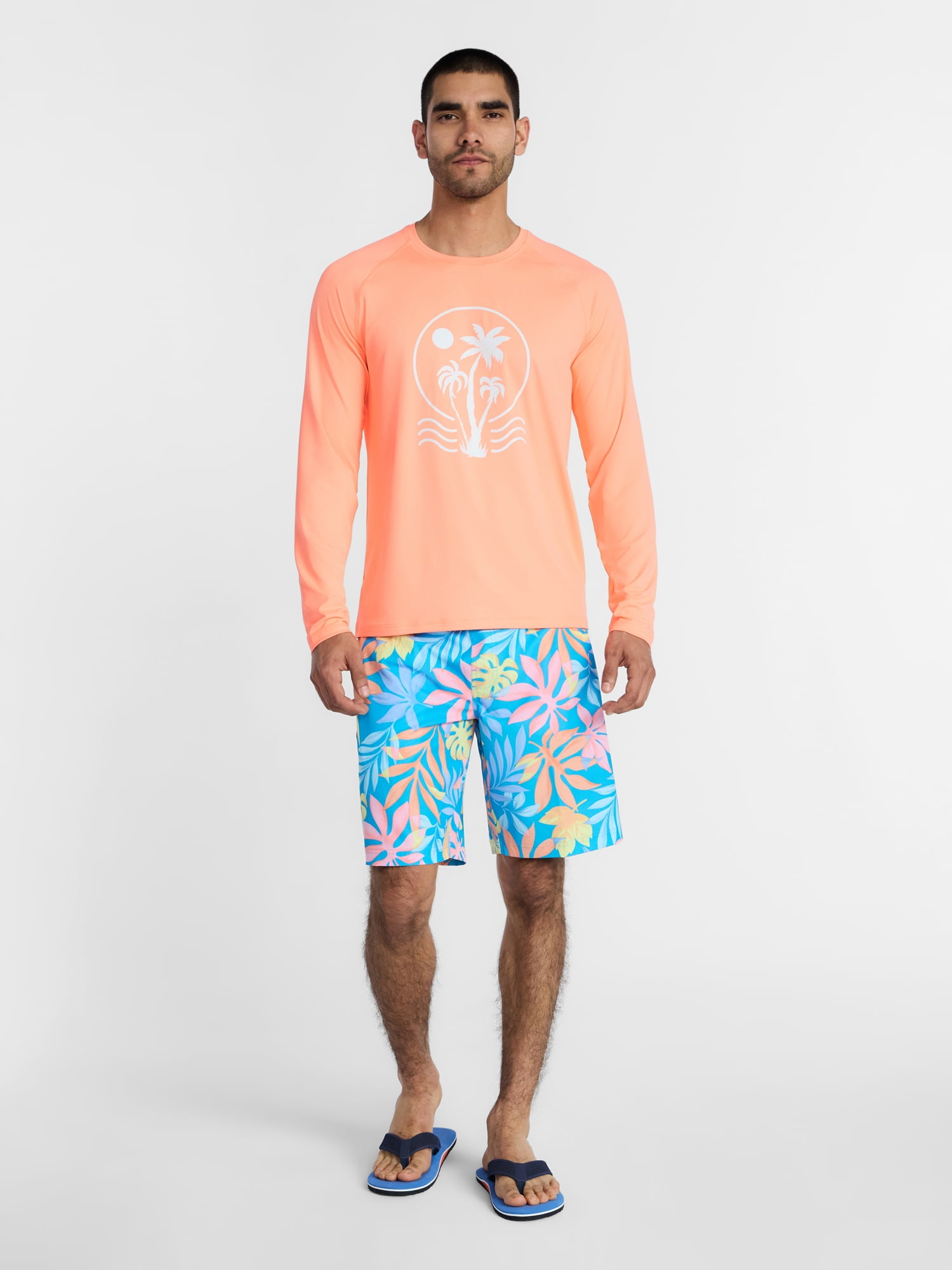 George Men's and Big Men's Printed Sun Shirt with Long Sleeves, UPF 50+, Sizes S-3XL