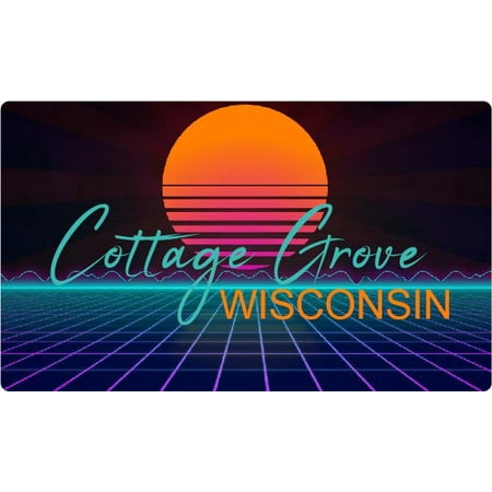 

Cottage Grove Wisconsin 4 X 2.25-Inch Fridge Magnet Retro Neon Design