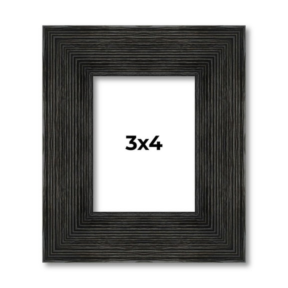 3x4 Black Rustic Wide Barnwood Picture Frame - UV Acrylic, Foam Board Backing, Hanging Hardware
