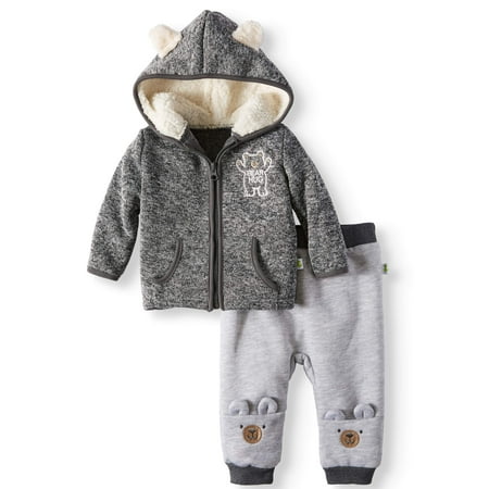 Bear Clothes Outfit - Baby Boys' Bear Ear Fleece Hoodie and Joggers, 2-Piece Outfit Set