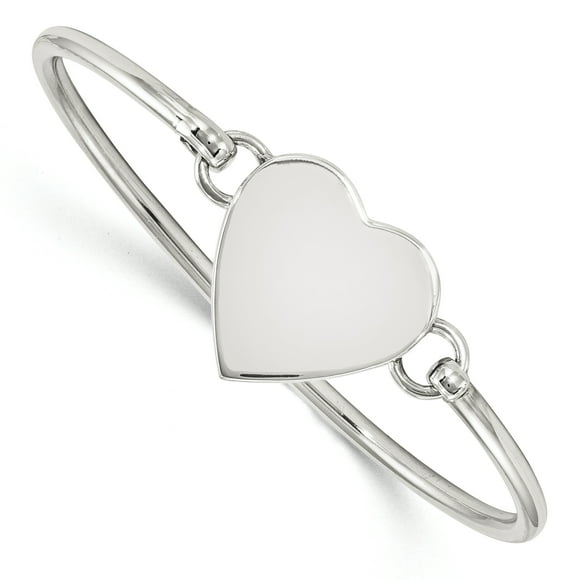 Sterling Silver Polished Engravable Heart Bangle Inch "Bracelets