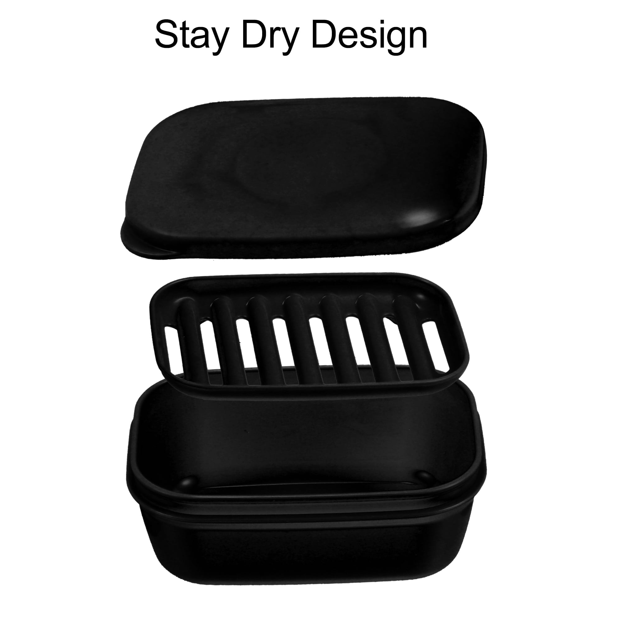 Unique Bargains Soap Dish Keep Soap Dry Soap Cleaning Storage for Bathroom Kitchen Black