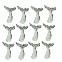 Zeckos White Cast Iron Whale Tail Drawer Pulls Cabinet Knobs Set of 12