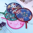 thumbnail image 2 of 4pcs Pack Foldable Round Hand Fan 8.3 Inch 21cm Portable Flying Disc Polyester Fabric with Spring steel Circle, Summer Cooling Decorative Fan for Party, Wedding & Daily Use, 2 of 5