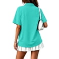 thumbnail image 5 of Garbnen Women's Polo Shirts Short Sleeve Collared Button Womens T Shirts V Neck Side Slit Casual Lightweight Trendy Golf Shirts Women with Pocket XXL, 5 of 9