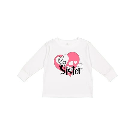 

Inktastic Big Sister with Hearts Gift Toddler Toddler Girl Long Sleeve T-Shirt