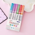 thumbnail image 5 of FENGGHAO 6 Colors Dual Tip Highlighter Pens Set Creative Markers With 6 Different Line Shapes Quick Drying Ink For Note Taking Journaling Drawing Art Supplies, 5 of 7