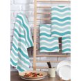 thumbnail image 2 of Turquoise White Ombre Kitchen Dish Towels for Drying Dishes Set of 3, Modern Geometric Gradient Ocean Striped Waffle Weave Microfiber Hand Tea Bathroom Towels Quick Dry & Absorbent Towel 15.7x23.6, 2 of 7