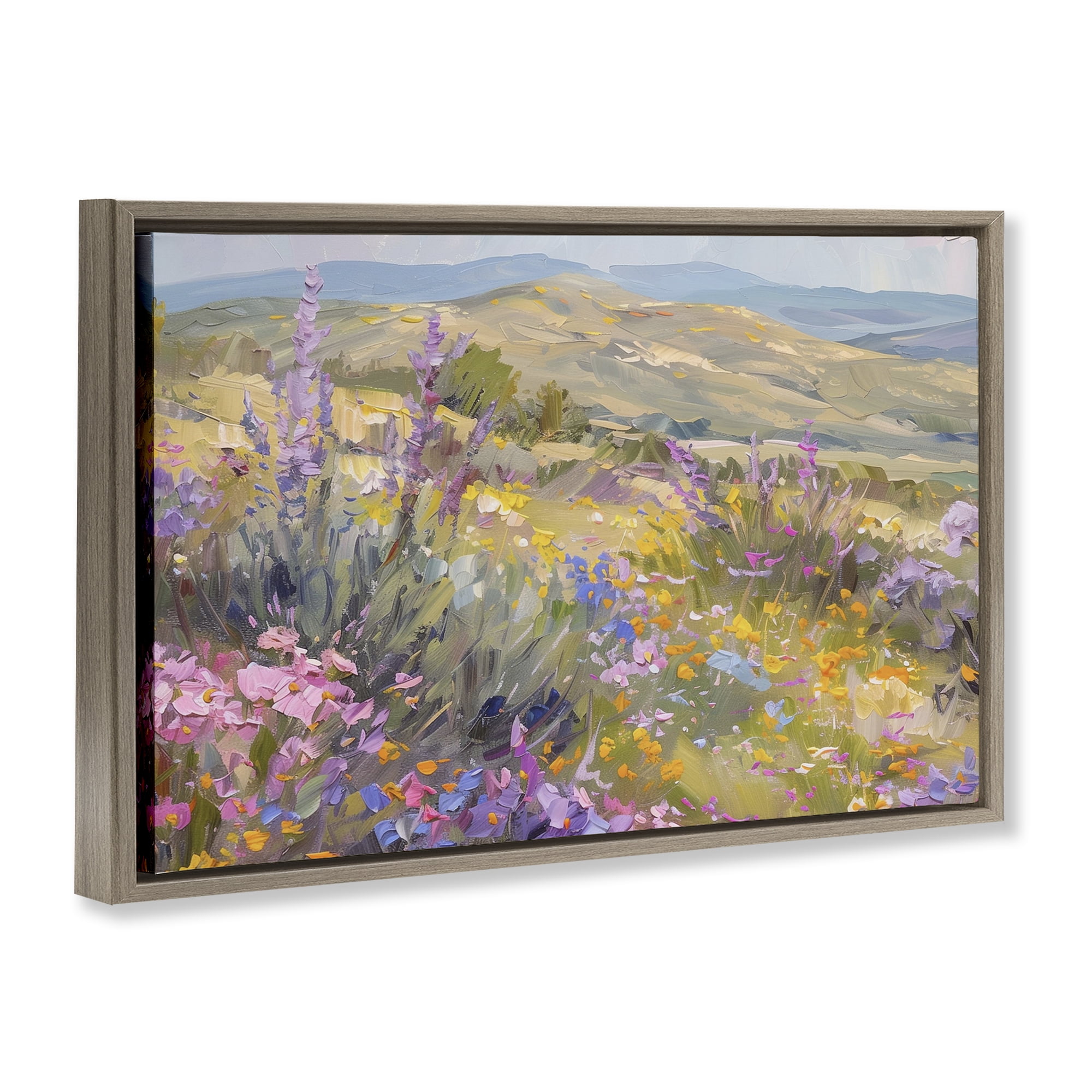 Stupell Industries High Desert Flowers Landscape & Nature Painting Brown Floater Framed Canvas Art Print Wall Art, 31 x 21
