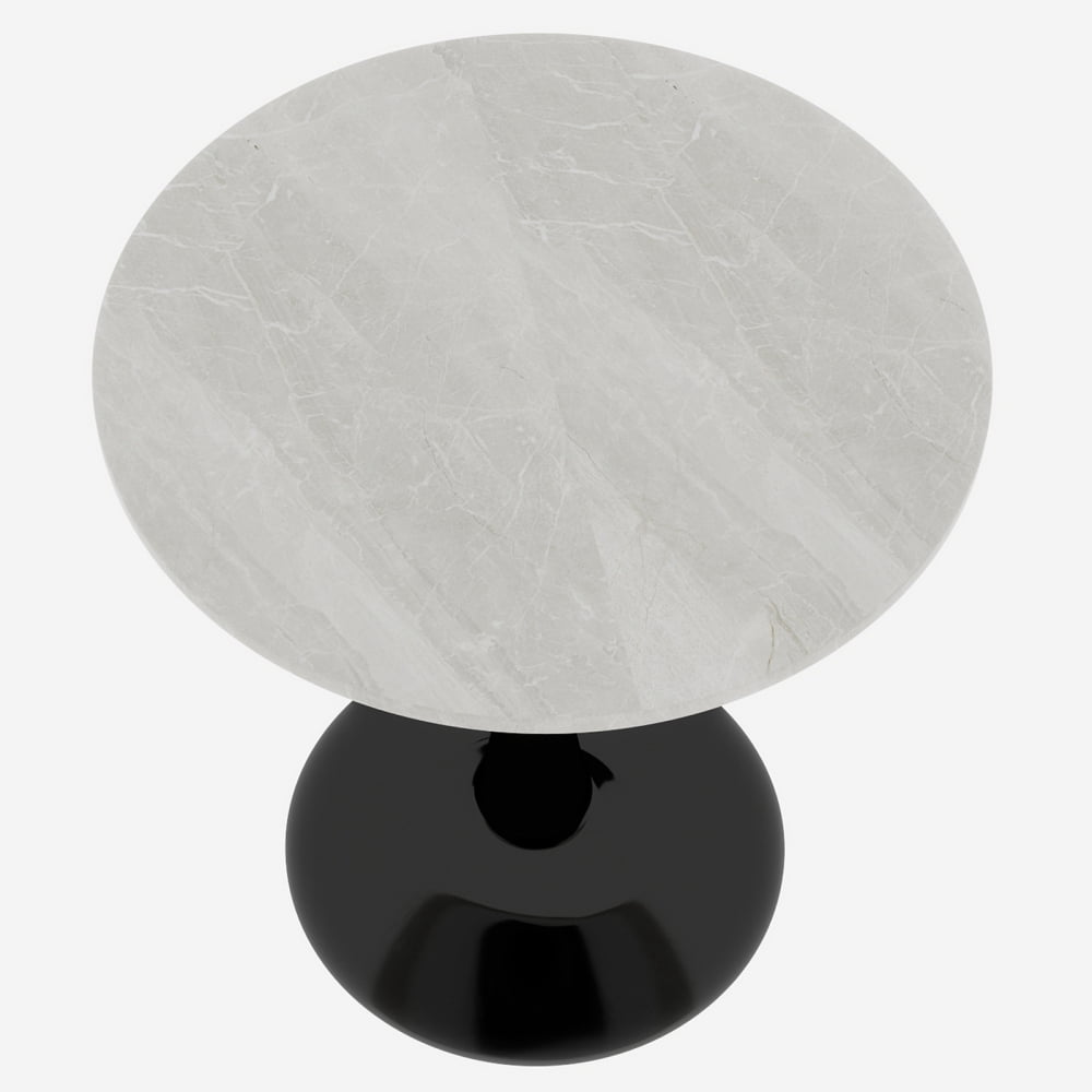 27.6-Inch Round Mid-Century Modern Dining Table & Coffee Table, Faux Marble Top, Pedestal Side Table for Living Room