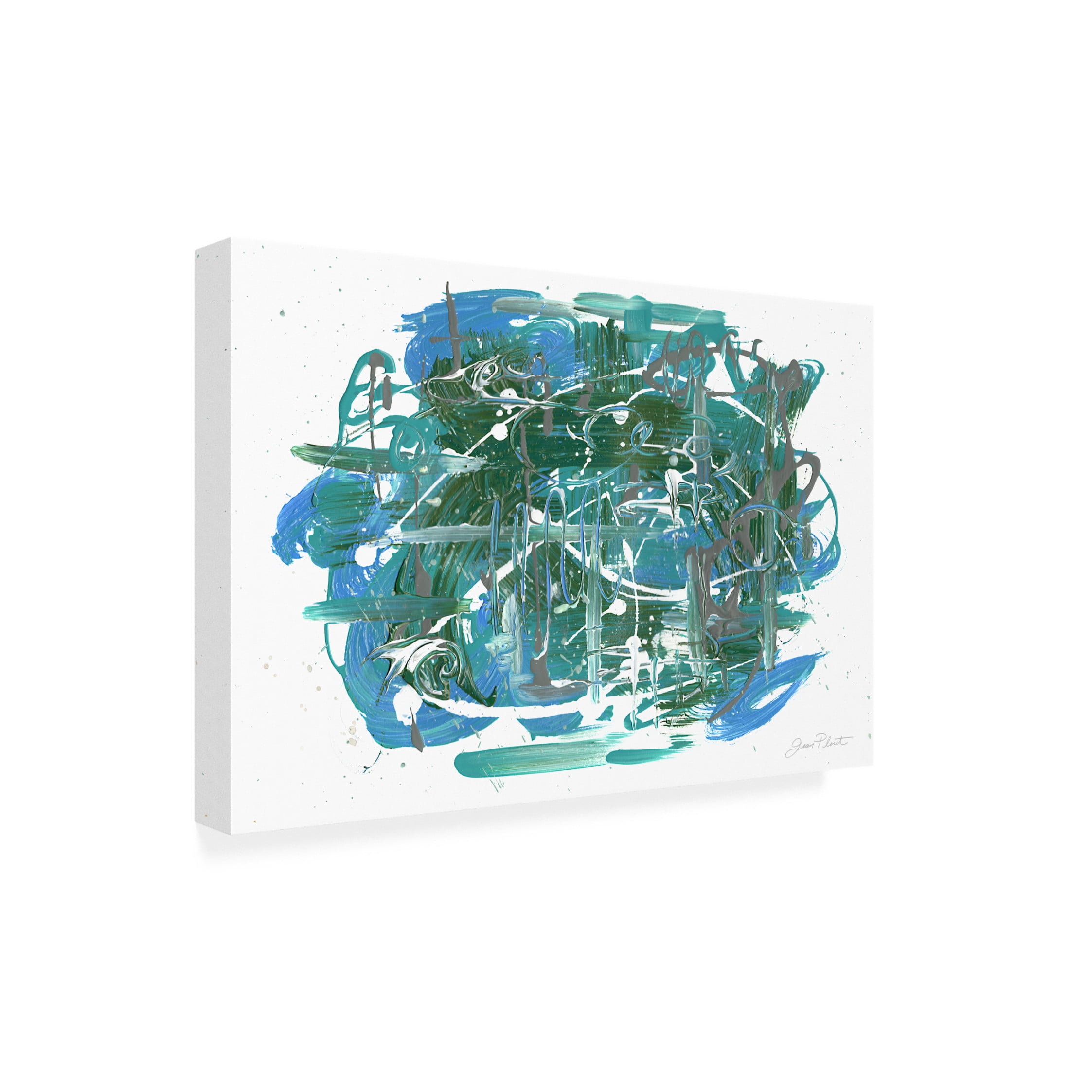 Canvas Wall Art - Jean Plout 'Abstract Blue Vibes' Wall Art for Living Room, Bedroom, or Office Décor by Trademark Fine Art - 32 x 22 Inches