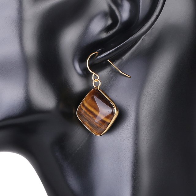 Earrings for Women Gold Color Hook Dangle Eardrop Quartz Geometric Earring