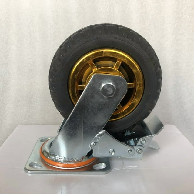 Industria pesada Goma dorada ruedas universales ruedas de Goma ruedas pequeñas carritos planos con ruedas de freno resistentes al desgaste
